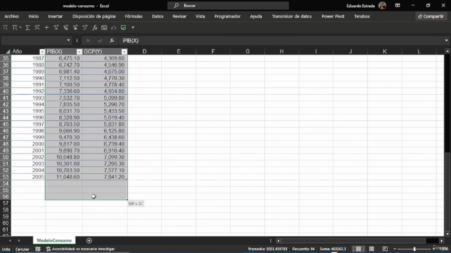 Modelos de Correlación y Gráficos de Dispersión en Excel – Screenshot 2