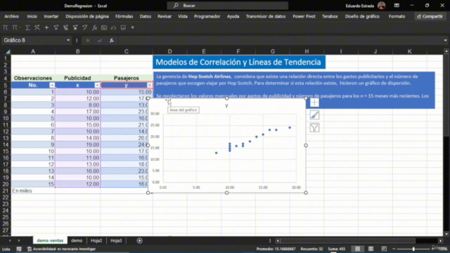 Modelos de Correlación y Gráficos de Dispersión en Excel – Screenshot 3
