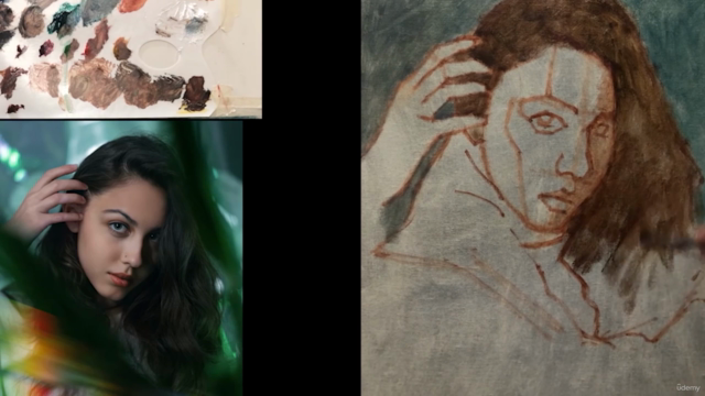 Portrait Painting of Gorgeous Girl in oil colour Series 5 – Screenshot 1