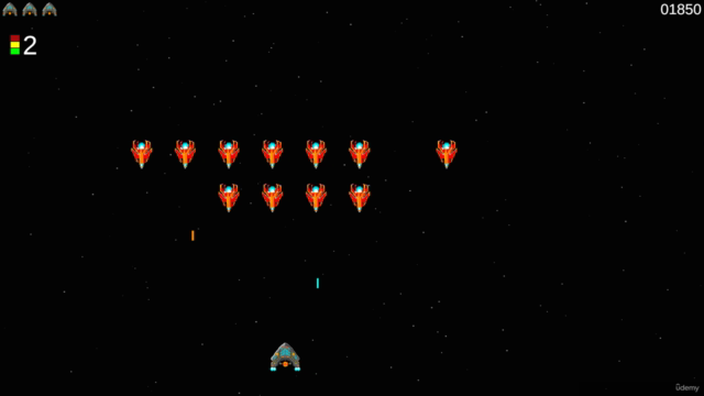 Creating a 2D PC Space Invaders Arcade Game Using Unity, C# - Screenshot_03