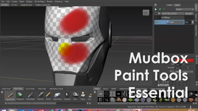 Mudbox Painting the Ironman Head Gear – Screenshot 1