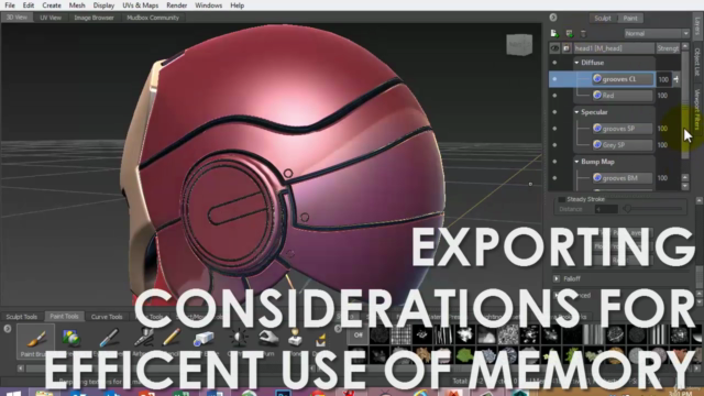 Mudbox Painting the Ironman Head Gear – Screenshot 4