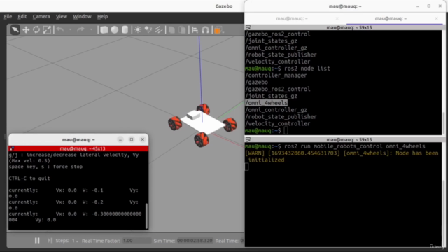 Simulación de robots móviles con Gazebo y ROS 2 control – Screenshot 1