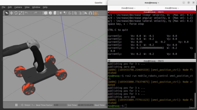 Simulación de robots móviles con Gazebo y ROS 2 control – Screenshot 4