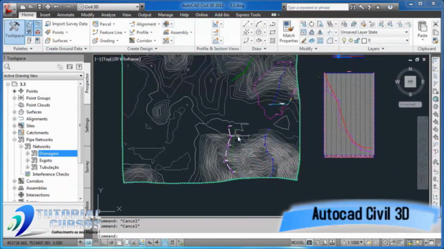 Curso Autocad Civil 3D 2013 Canais e Redes de Tubulação – Screenshot 2