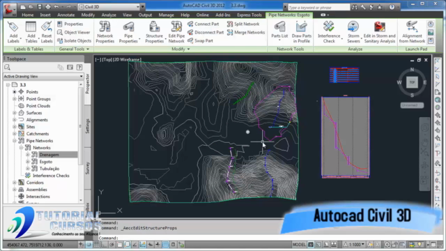 Curso Autocad Civil 3D 2013 Canais e Redes de Tubulação – Screenshot 4