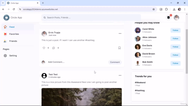 Creating a Social Media App with C#, JS, ASP.NET and Azure – Screenshot 3