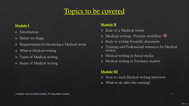 Certificate Course in Medical Writing – Screenshot 3