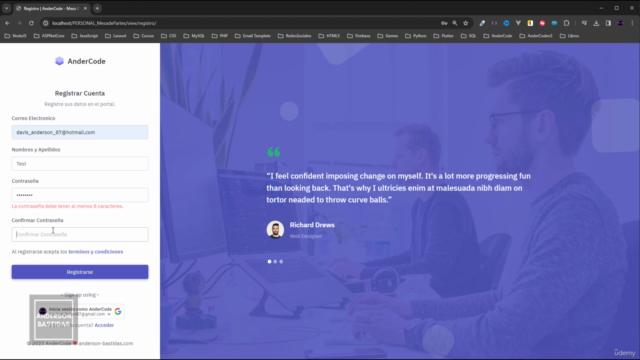 Desarrollo Web Avanzado: Login, Registro y Acceso con Google – Screenshot 2