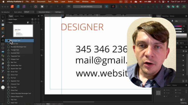 Design a Business Card in Affinity Publisher V2 – Screenshot 1