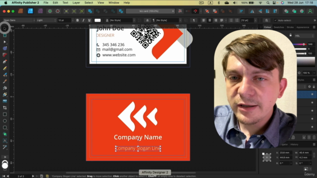 Design a Business Card in Affinity Publisher V2 – Screenshot 4