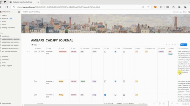 Guide to Established a Notion-Based Trading journal – Screenshot 1