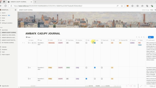 Guide to Established a Notion-Based Trading journal – Screenshot 2