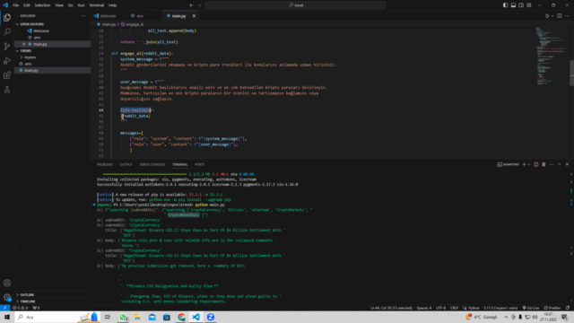 Reddit ve ChatGPT Kullanarak Kripto Piyasa Analizi – Screenshot 2