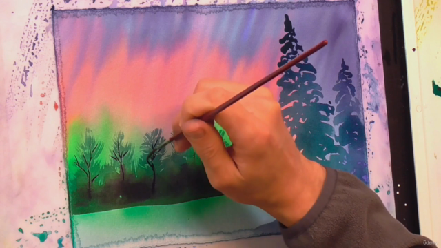 Aquarell-Kurs: Magische Polarlichter in Aquarell zaubern – Screenshot 1