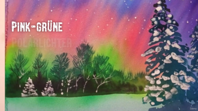 Aquarell-Kurs: Magische Polarlichter in Aquarell zaubern – Screenshot 2