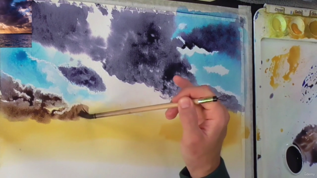 Aquarell-Kurs: Faszinierende Wolken-Szenen in Aquarell malen – Screenshot 3