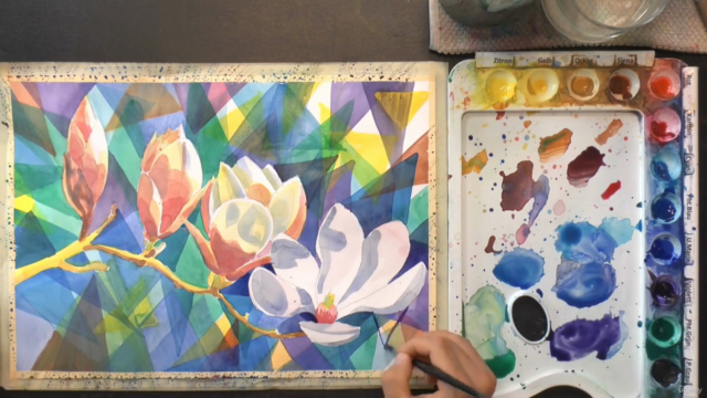 Aquarell-Kurs: Blumen in Lasur-Technik für Aquarell malen – Screenshot 4
