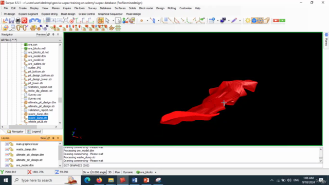 Mine Design using Geovia Surpac – Screenshot 4