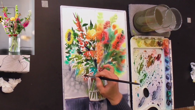Aquarell-Kurs: Blumen Nass-in-Nass mit Aquarell malen – Screenshot 2