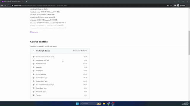 JavaScript Basics in HINDI (हिंदी) – Screenshot 3
