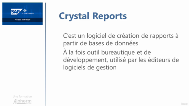SAP Crystal Reports : Niveau Initiation – Screenshot 1