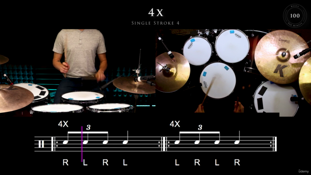 Single Stroke 4 | Beginner Rudiments | Drum Beats & Fills – Screenshot 1
