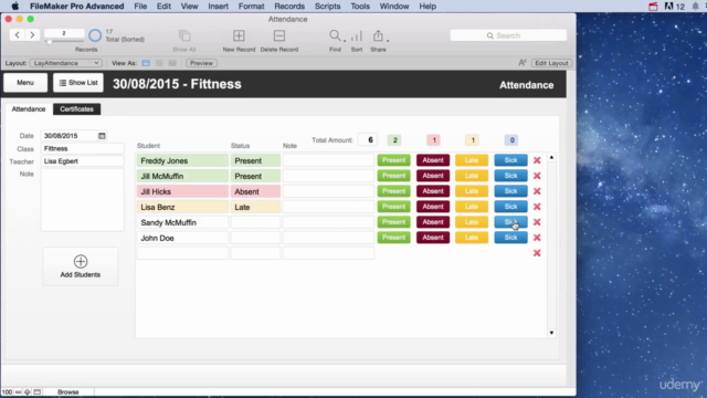 Filemaker Attendance tracking – Screenshot 1