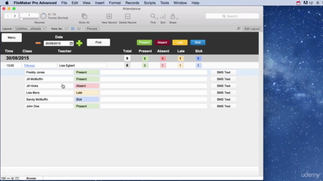 Filemaker Attendance tracking – Screenshot 2