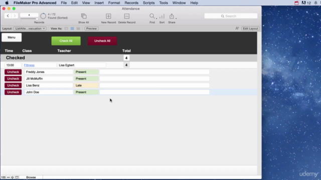 Filemaker Attendance tracking – Screenshot 3