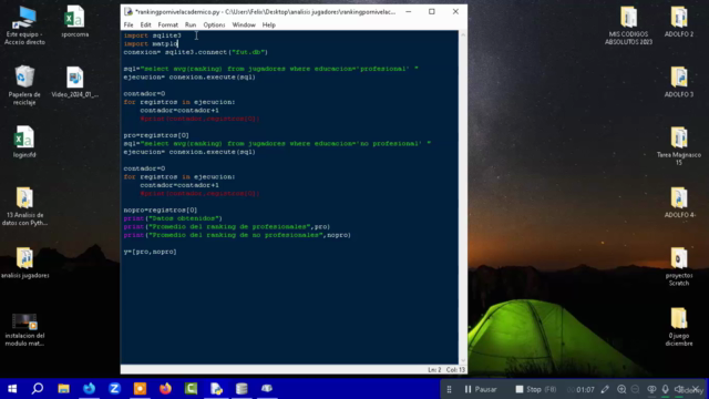 Análisis de datos con Python y SQLite – Screenshot 1
