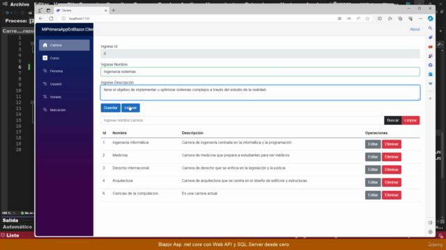 Blazor Asp .net core 8.0 con Web API y SQL Server desde cero – Screenshot 1
