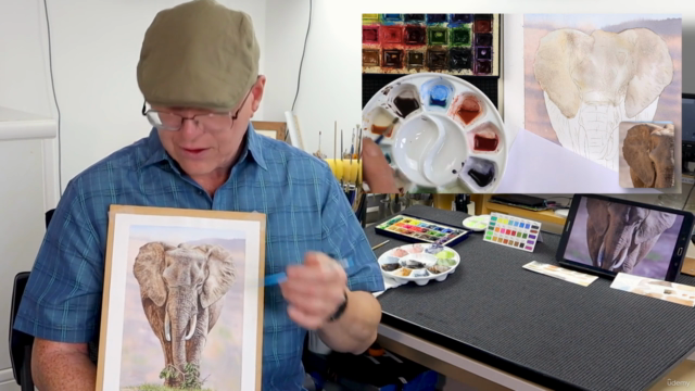 Watercolor Painting Lesson - Realistic Elephant in Detail – Screenshot 3