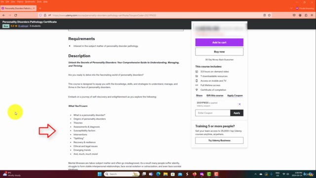 Personality Disorders Pathology Certificate – Screenshot 2