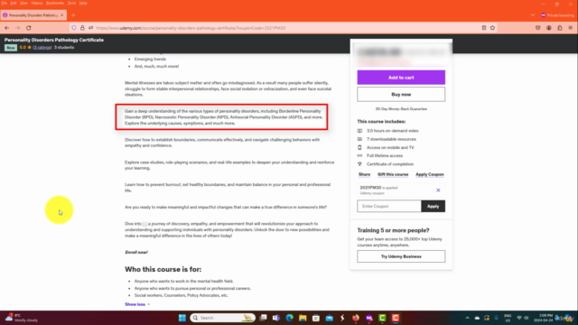 Personality Disorders Pathology Certificate – Screenshot 3