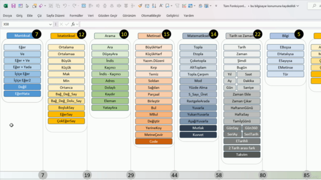 En Çok Kullanılan 101 Excel Fonksiyonu ve Formüller – Screenshot 3