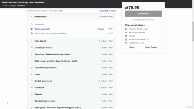 200+ Exercises - JavaScript - Best Practices – Screenshot 1