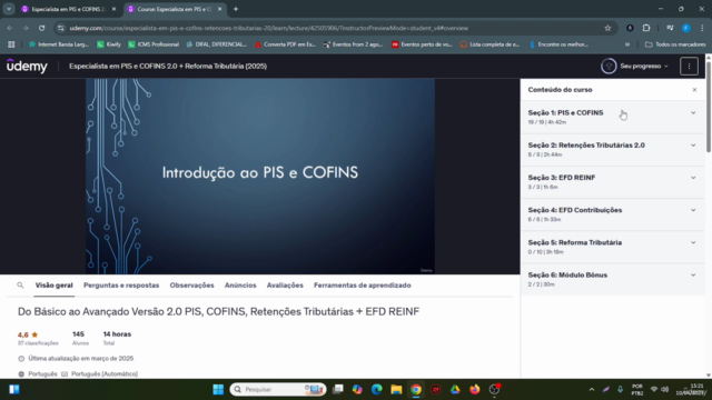 Especialista em PIS e COFINS 2.0 + Reforma Tributária (2025) – Screenshot 1