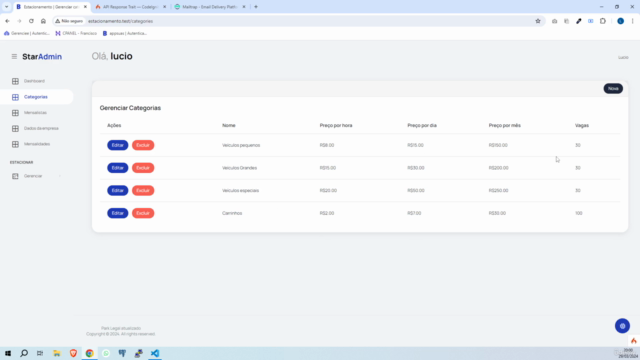 Estacionamento com Codeigniter 4, MongoDB, PostgreSQL, MySQL – Screenshot 2