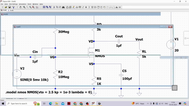 Analog Electronics:- Design MOSFET Amplifiers using LTspice – Screenshot 4