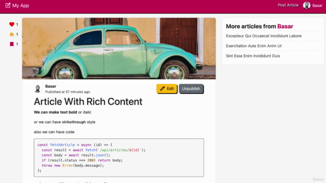 Portfolio Project: Blogging App with SolidJS – Screenshot 2