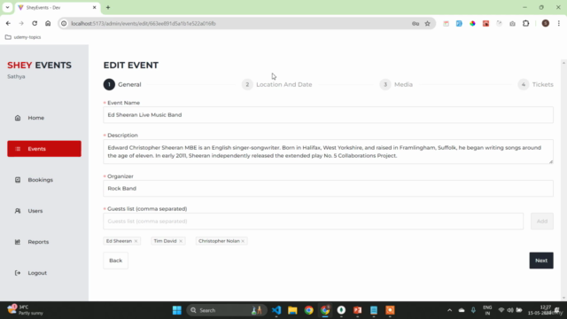 MERN Stack Event Booking & Management App 2024 – Screenshot 2