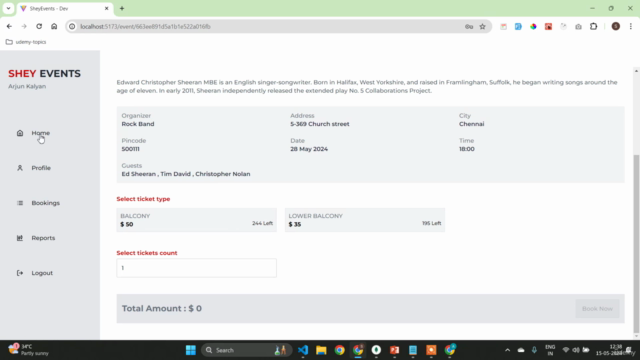 MERN Stack Event Booking & Management App 2024 – Screenshot 4