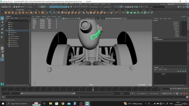 Creating a Robot Character in Maya 2022 – Screenshot 1