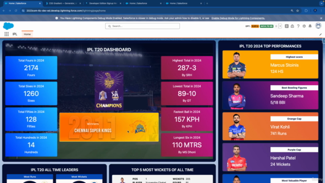 IPL T20 Dashboard Using Salesforce LWC – Screenshot 2