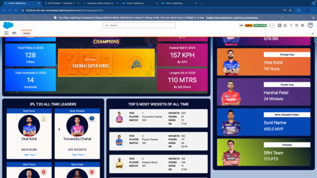 IPL T20 Dashboard Using Salesforce LWC – Screenshot 3