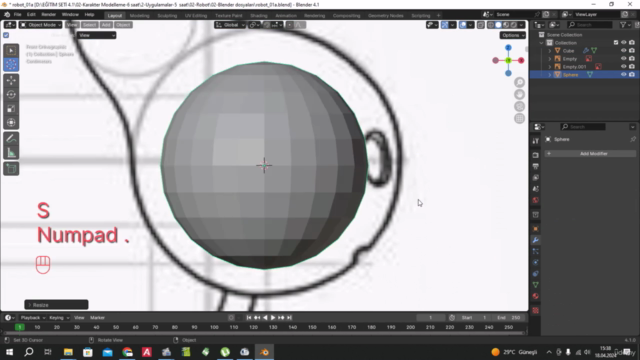 Blender 4.1 Modelleme, Renklendirme, İskeletlendirme – Screenshot 3
