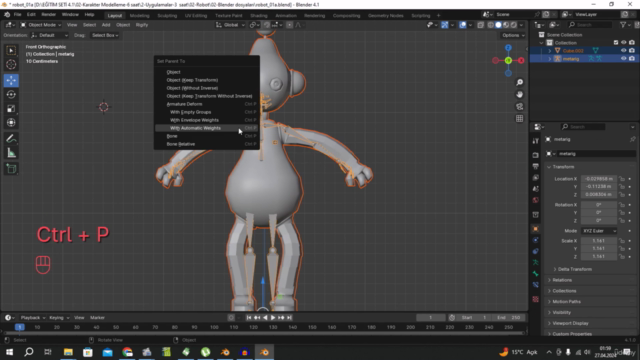Blender 4.1 Modelleme, Renklendirme, İskeletlendirme – Screenshot 4