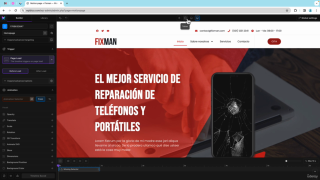 Curso de animación en WordPress con Motion Page – Screenshot 2