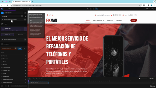 Curso de animación en WordPress con Motion Page – Screenshot 3